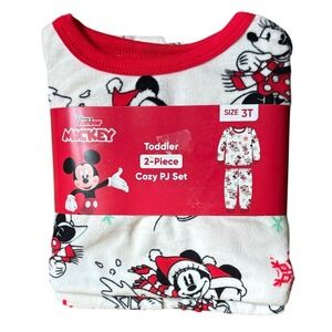 Disney Mickey Mouse Christmas Kids Pajama Set SZ 3T - Red, White, & Green NEW
